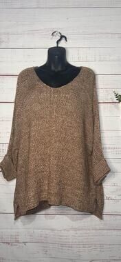 52 Seven Women’s Orange Marled Sweater Medium Oversized